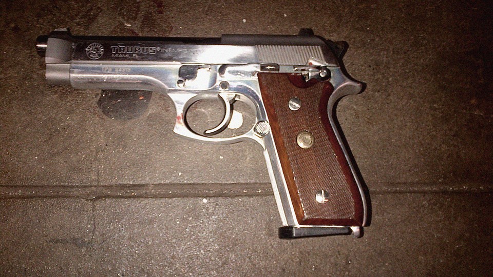 A handgun found at a suspected crime scene, New York City.