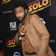 Donald Glover points at a premiere event for "Star Wars: Solo."