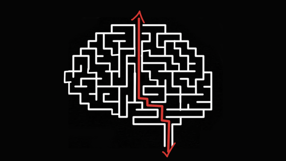 A picture of a brain, composed of a puzzle.