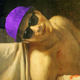 An illustration of a shirtless man wearing a purple hat and sunglasses holding "Infinite Jest" next to an IPA