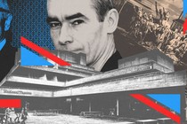 A collage of images including Britain's National Theater