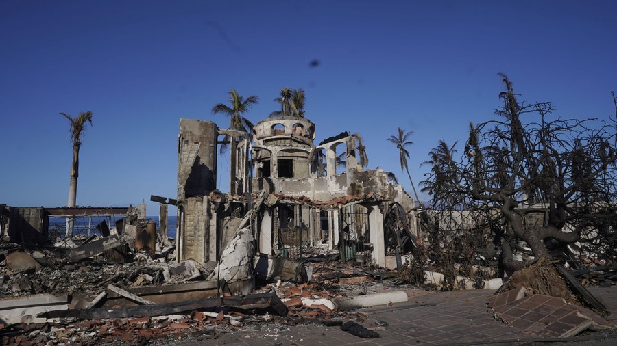 The burned remains of a house.