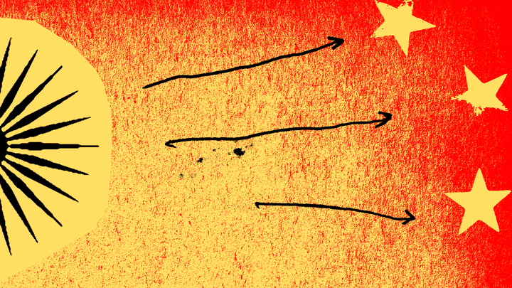 An illustration of a sun with three arrows pointing at three yellow stars.