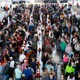 Crowded TSA line at airport