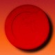 a red planet against an orange background