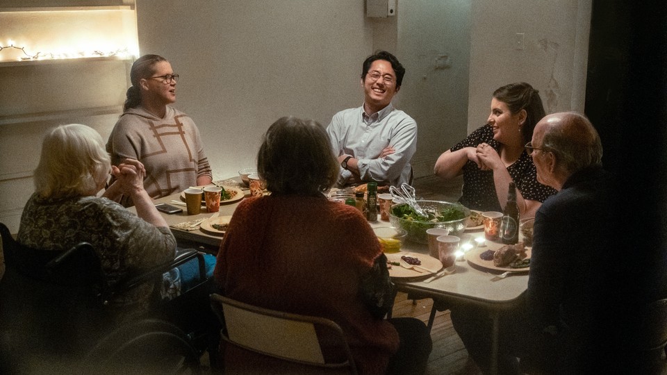 The Blake family sits around the table