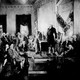 A painting of George Washington presiding over the signing of the Constitution at the Constitutional Convention in Philadelphia on September 17, 1787