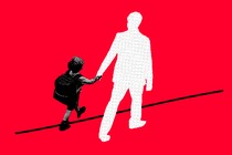 An illustration of a child holding hands with a silhouetted adult