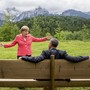 Chancellor Angela Merkel speaks with President Barack Obama outside the Elmau castle in Kruen near Garmisch-Partenkirchen, Germany.