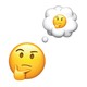 A graphic showing a thinking emoji with a thought bubble above it containing another thinking emoji.