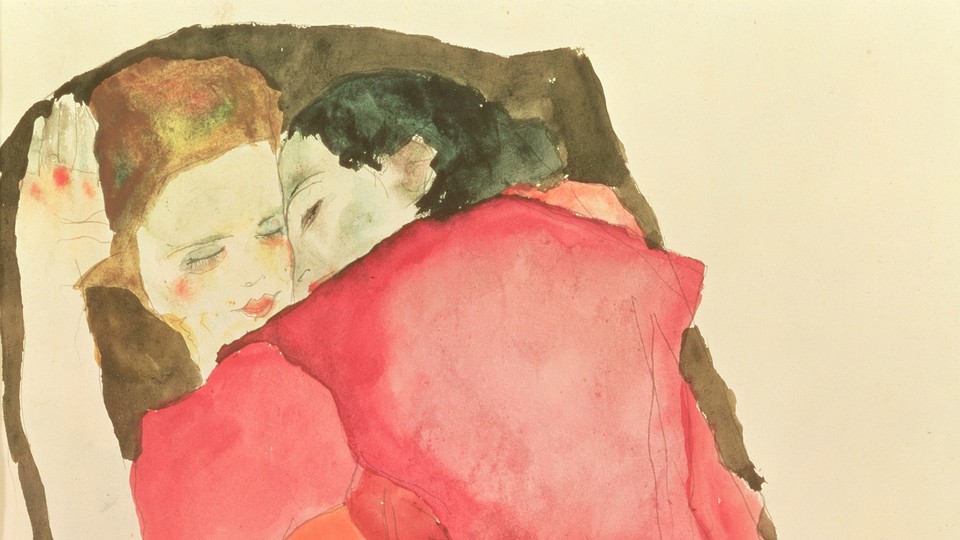 Two lovers embracing