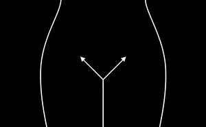 A line illustration of a woman’s body with arrows suggesting divergent paths.