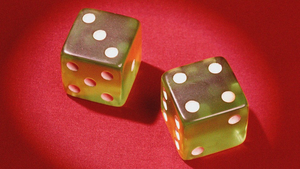 dice in red background