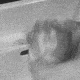 Grainy black and white footage of someone washing there hands with soap, then women washing their hands at a communal sink in a bathroom
