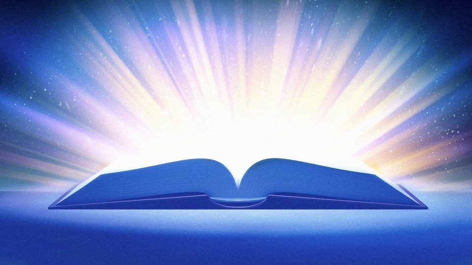 An open book radiating light