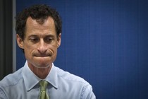 Former Congressman Anthony Weiner pictured at a debate in New York on August 14, 2013. 