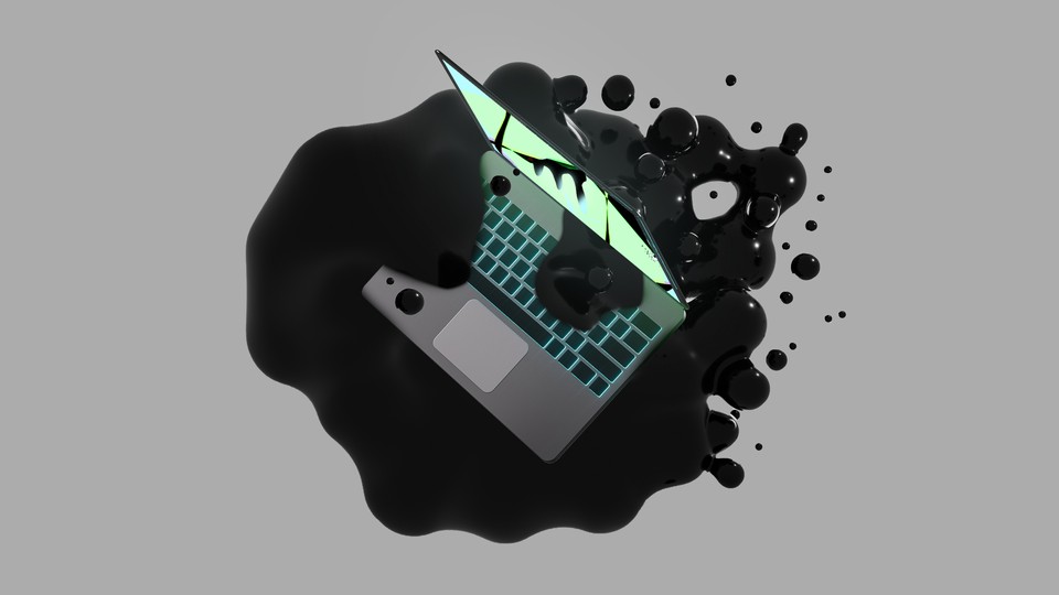 A laptop in a pile of goo