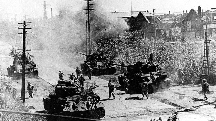 North Korean tanks in Seoul during the Korean War.