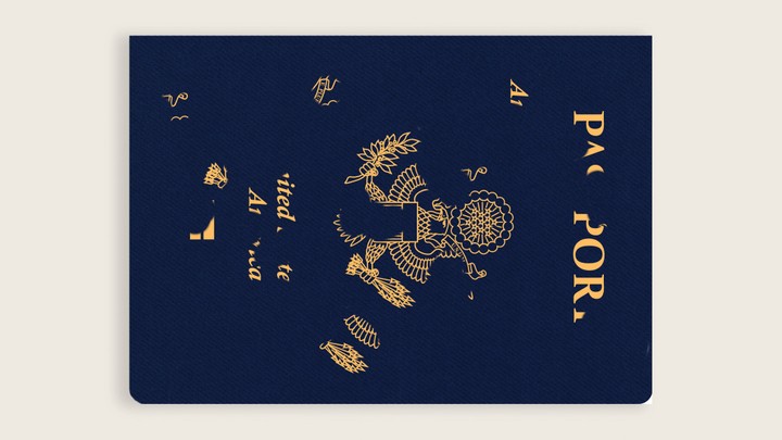 A passport with lettering falling off