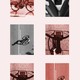 A collage of 12 photographs of e-bikes against a light-pink background