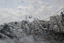 A photo of Sderot through raindrops