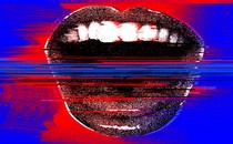 Illustration of a mouth with blue and red streaks around it