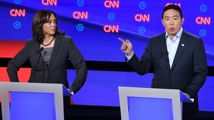 Andrew Yang and Kamala Harria