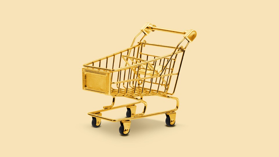 A gold shopping cart