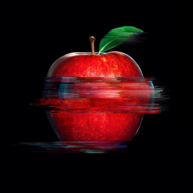illustration of apple with glitches
