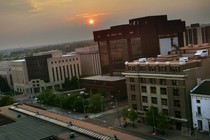 A photograph of buildings in downtown Dayton, Ohio