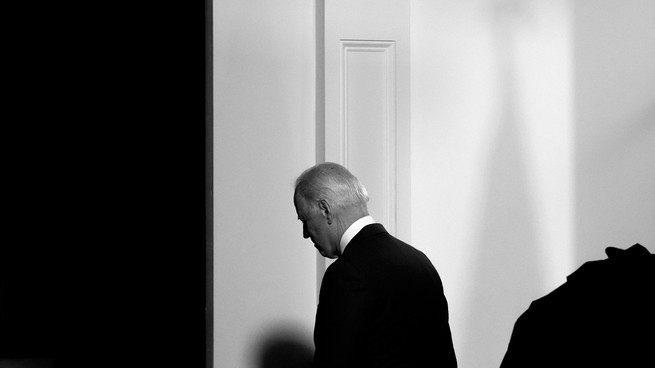 President Joe Biden walking away from the camera