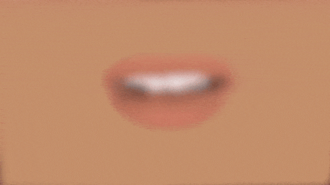 Distorted view of a talking mouth