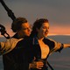 A still from "Titanic": Jack and Rose standing at the prow of the ship