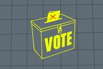 An illustration showing an X-marked ballot sticking out of a ballot box