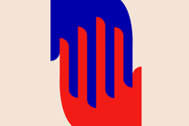 Interlocking red and blue hands
