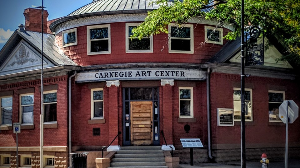 The front of the Carnegie Center for the Arts in Dodge City, Kansas