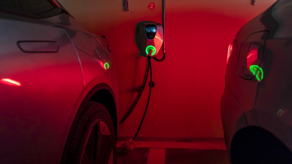 A photo of a Chinese EV charging