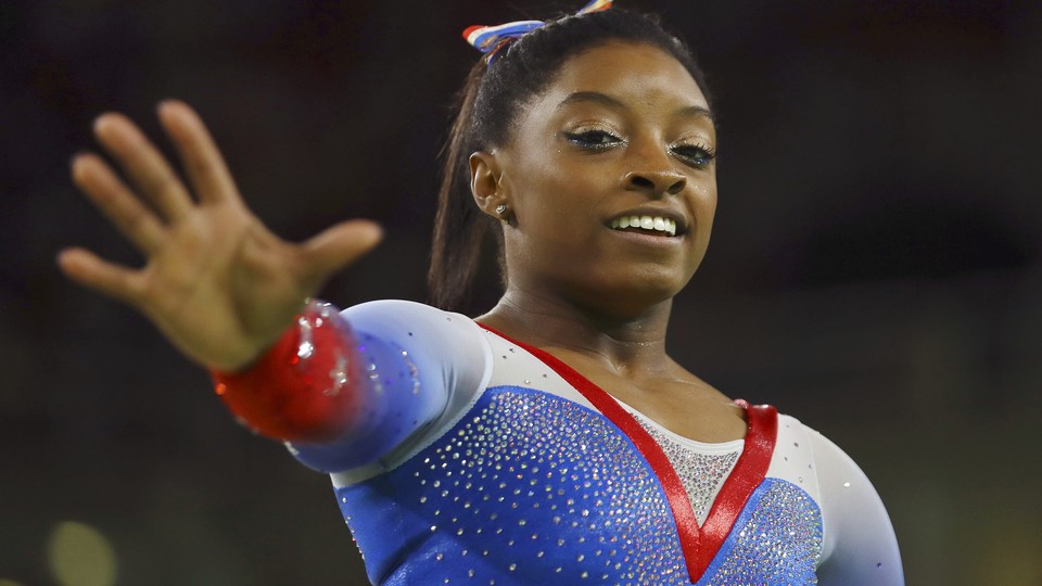 Simone Biles of USA competes in the floor finals at the 2016 Olympics in Rio de Janeiro. 