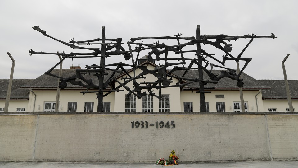 A photo of the Dachau Concentration Camp Memorial Site on an overcast day.
