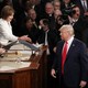 Donald Trump arrives in Congress to deliver the State of the Union. He refuses to shake Nancy Pelosi's hand.