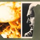 Collage of a mushroom cloud and an image of Leo Szilard