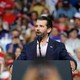 Donald Trump Jr. speaks in front of a crowd.