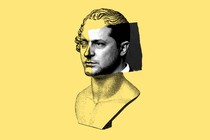 Bust of Byron spliced with Zelensky