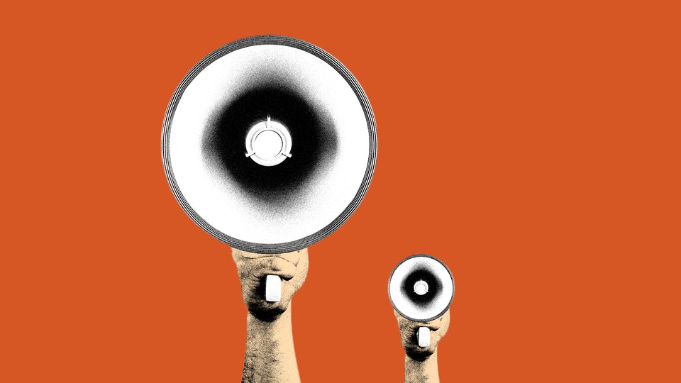 An illustration of a large megaphone and a small megaphone