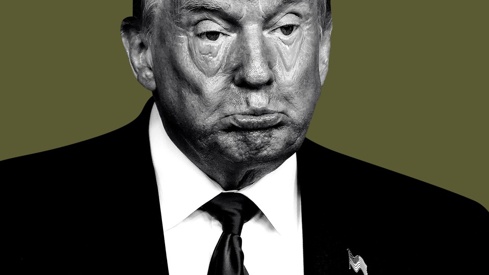 An illustration of Trump looking tired and bored