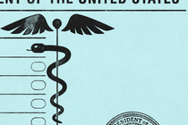 A graphic illustration featuring a ballot paper with medical symbols superimposed.