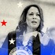 A photo illustration of Kamala Harris