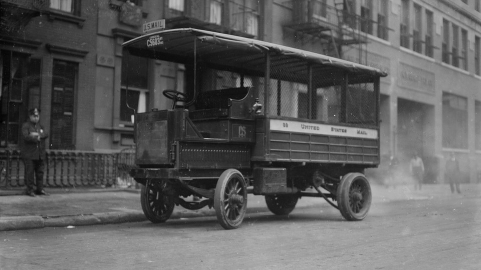 A U.S. mail truck from around 1910