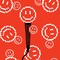 illustration of microphone with pixellated happy faces