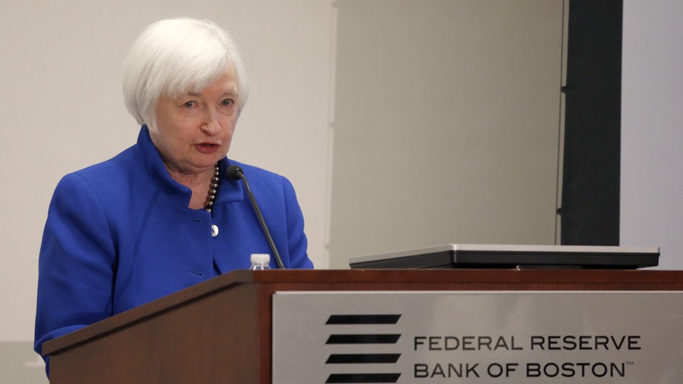 U.S. Federal Reserve Chairwoman Janet Yellen during her speech at the Federal Reserve Bank of Boston on October 14, 2016